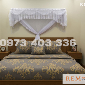 Màn xếp gọn kx3-t màu trắng ren trắng